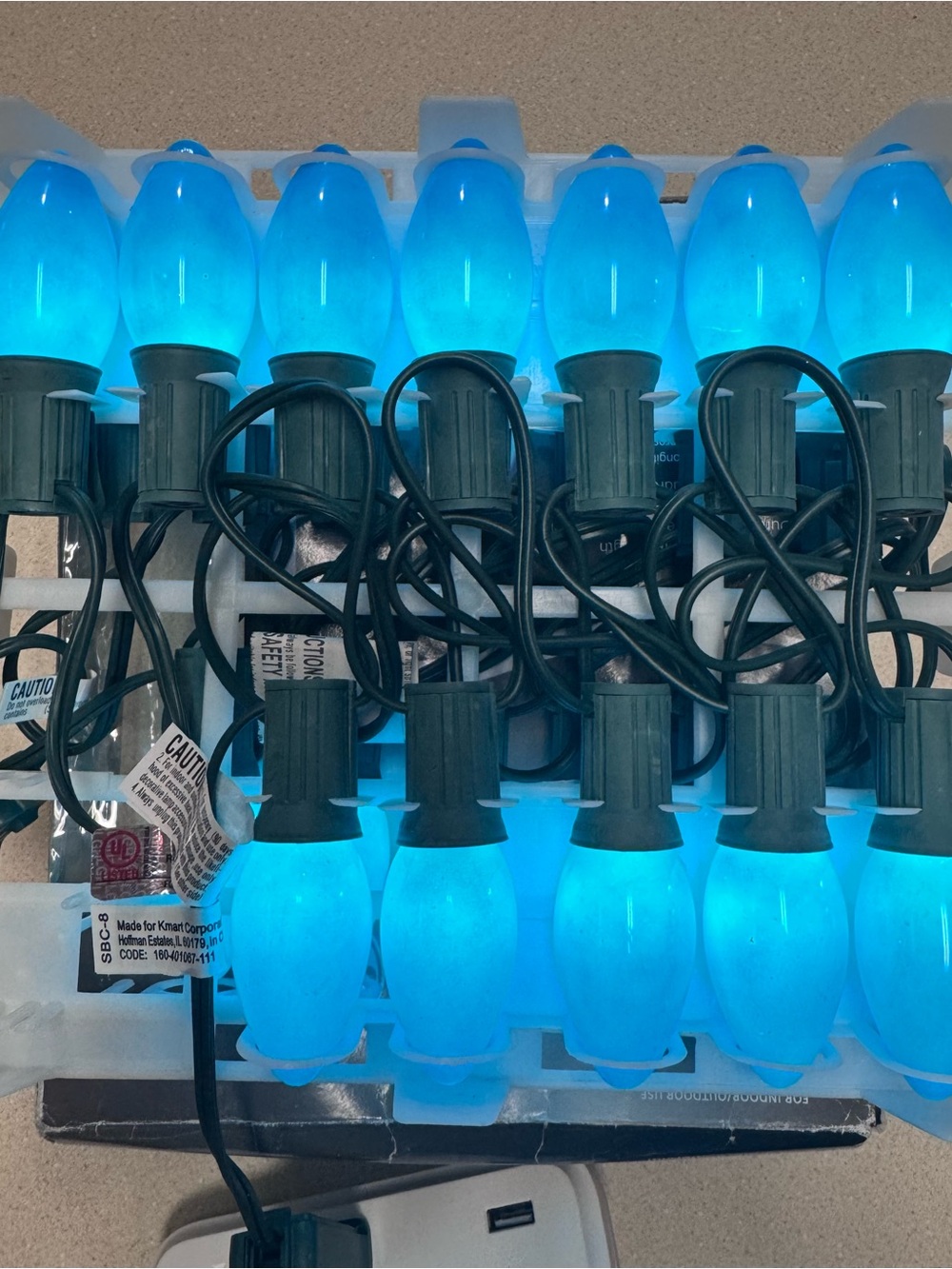 Vintage GE ProLine 25 Blue C9 Christmas Glow Bright Lights 16’ In/Outdoor Commer